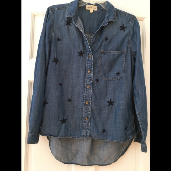 Cloth & Stone Denim Stars Button Down Shirt - Picture 1 of 9